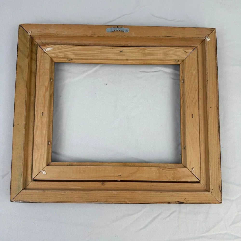 Vintage Wood Picture Frame Brown Gold Linen Liner 8x10 Opening Traditional Decor